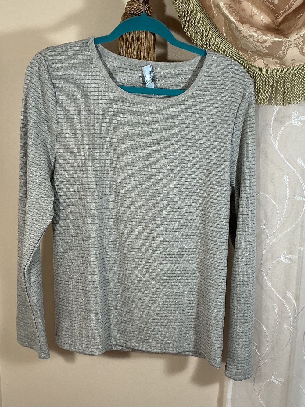 NWT Madewell Heather Gray Ribbed Long-Sleeve Women’s Top Tee Cotton Blend Sz XL